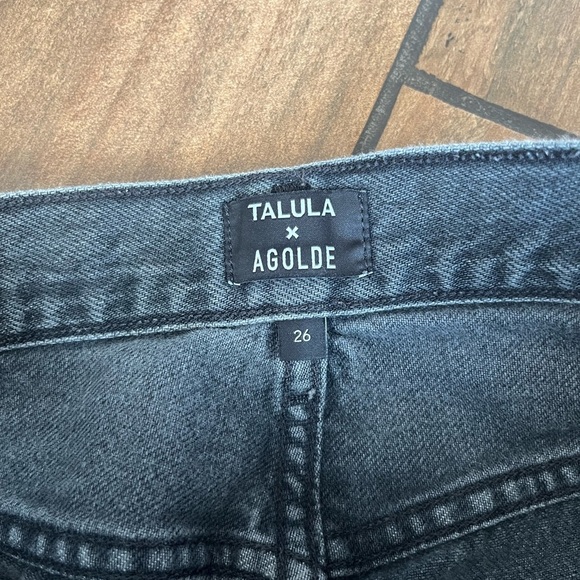 Aritzia Talula X Agolde High Rise Taper Jeans with Raw Step Hem~ Washed Black 26 - Picture 4 of 7